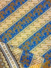 Batik Waxprint Sarongstoff Java Royal Blue Bordürendruck
