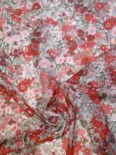 Baumwolle-Seiden Musselin Cinnabar Red Meadow Aquarellprint