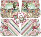 Canvas Taschen-Panel Fifties Hawaii Print mit Badenixen Schnittteile für Strandtasche zum Selbernähen Panel 100x150cm Stenzo