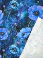 Sweat Jersey -Mohnblüten Blau- leicht gerauter Loopback-Sweat