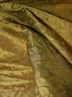 Reiner Seidentaft Gold-Grün Streifen Farbwechsel mit Stickerei-Effekt
