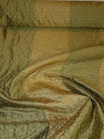 Reiner Seidentaft Gold-Grün Streifen Farbwechsel mit Stickerei-Effekt