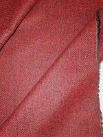 Shetland Fischgrat Tweed Stoff – Dunkelrot-Rot mit Orange, Made in England