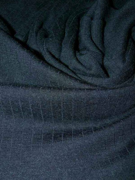 Merinowolle–Seide Jersey Dunkelblau – Feine Linien Struktur