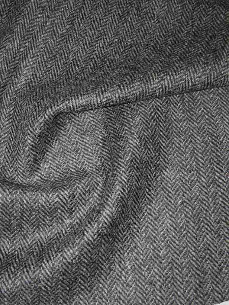 Shetland Fischgrat Tweed Fischgrat Grau-Anthrazit-Melange
