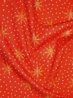 Baumwollpopeline Sternenregen Weihnachtsstoff in Orangerot