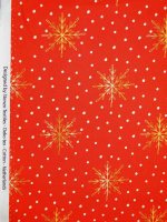 Baumwollpopeline Sternenregen Weihnachtsstoff in Orangerot