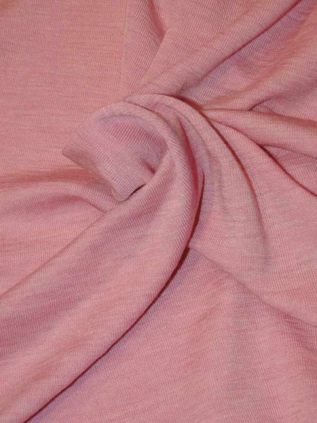 Merinowolle–Seide Interlock Jersey Hellrosé-Flammé Melange