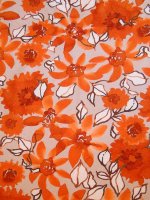 Baumwolljersey Pumpkin Flowers Rostorange Elastikjersey COUPON 120x155cm
