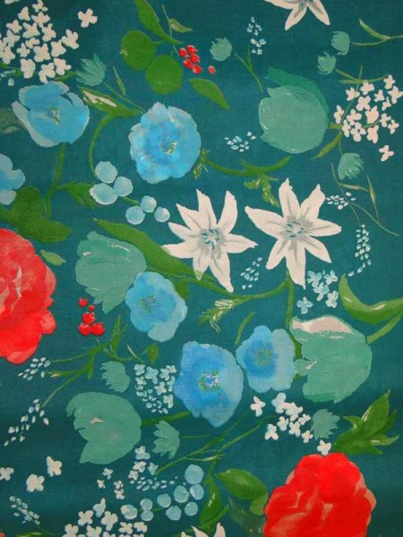 nani IRO RAKUEN PETROL – Baumwolle-Seide Kokka Japanstoff