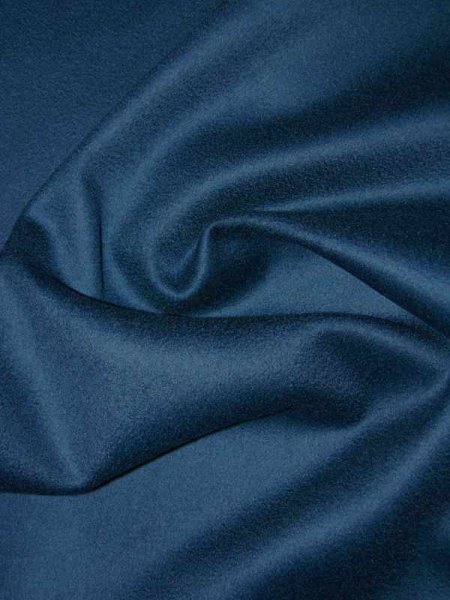 Kaschmir-Schurwolle Mantelstoff-Velous Petrolblau  RESTCOUPON 80x154cm