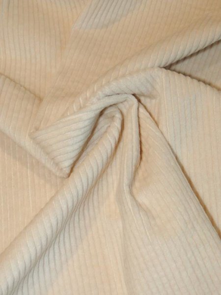 Genuacord Stretch Winterweiß samtiger Baumwollcord RESTCOUPON 75x140cm