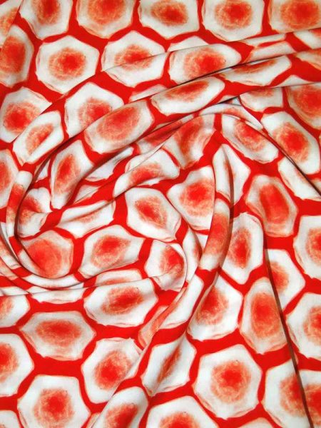 Retro Print  Viskose Javanaise -Rounded Octagon- COUPON 120x144cm