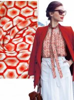 Retro Print  Viskose Javanaise -Rounded Octagon- COUPON 120x144cm