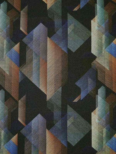 Viskose Print -Urban Geometry- in Blau & Braun Javanaise Viskose gewebt