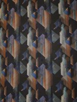 Viskose Print -Urban Geometry- in Blau & Braun Javanaise Viskose gewebt