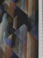 Viskose Print -Urban Geometry- in Blau & Braun Javanaise Viskose gewebt