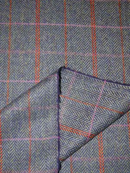 Shetland Blueish Herringbone Tweed Heather & Terra Checkered
