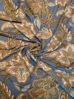 Viskose Elastikjersey -Blaugold Paisley- weich & fließend