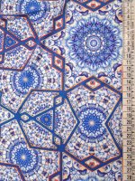 Viskosejersey -Azulejo Blau- Elastikjersey Blau-Weiß Digitalprint