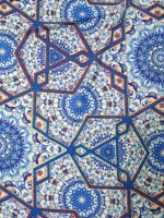 Viskosejersey -Azulejo Blau- Elastikjersey Blau-Weiß Digitalprint