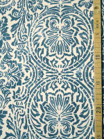Baumwolltwill Stretch -Ornamento Blu- Italienischer Designerprint