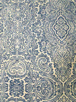 Baumwolltwill Stretch -Ornamento Blu- Italienischer Designerprint