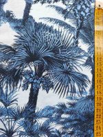 Baumwolljersey Palmengarten Elastikjersey Print in Blautönen