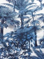 Baumwolljersey Palmengarten Elastikjersey Print in Blautönen