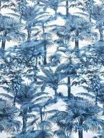 Baumwolljersey Palmengarten Elastikjersey Print in Blautönen