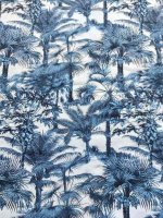 Baumwolljersey Palmengarten Elastikjersey Print in Blautönen