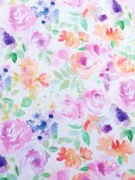 Baumwolljersey Blütenaquarell floraler Print in Pastelltönen