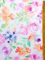 Baumwolljersey Blütenaquarell floraler Print in Pastelltönen