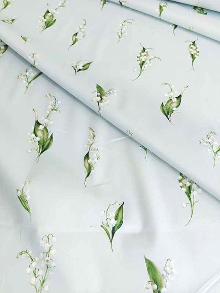 Baumwollbatist -Maiglöckchen Bleu- Designerstoff Batist mit Elasthan