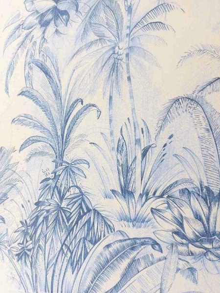 Crepe de Chine -Palmenskizzen- Seidenprint Italien