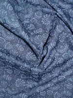 Popeline Baumwollprint -Blaugarten- Blumenmuster Dunkelblau