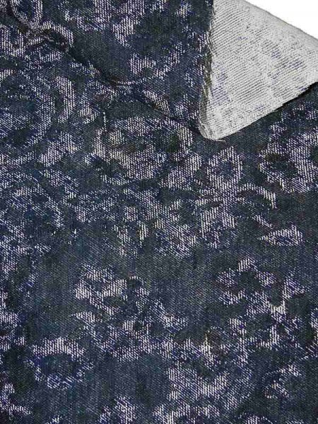 Rosen-Cloqué Blue Denimoptik Baumwolljacquard