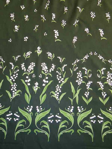 Baumwollsatin Panel -Maiglöckchen Noir- Bordüren Panel Print