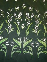 Baumwollsatin Panel -Maiglöckchen Noir- Bordüren Panel Print