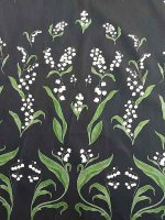 Baumwollsatin Panel -Maiglöckchen Noir- Bordüren Panel Print
