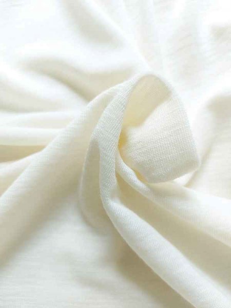 Merinowolle–Seide Interlock Jersey Wollweiß