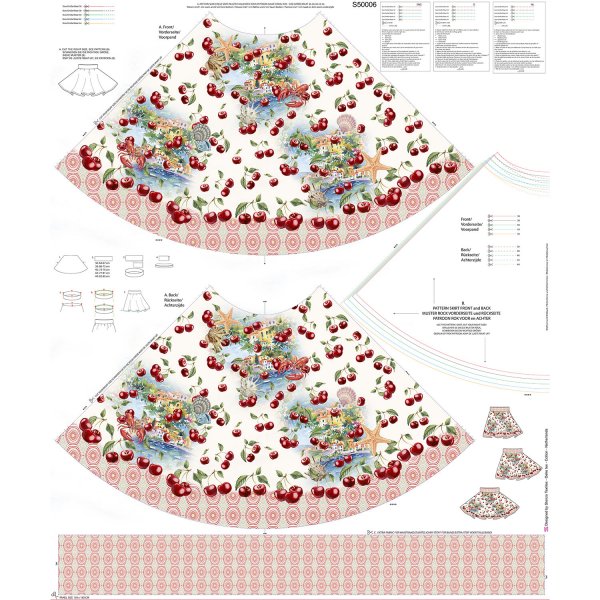 Baumwolljersey Rockpanel "La Dolce Ciliegia" Jerseyprint Schnittmuster 180x150