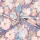 Viskose-Stretchsatin -French Flowers Blu- floraler Aquarellprint in Chalcedonblau