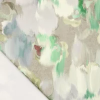 Viskose-Stretchsatin -French Flowers Peridot- floraler Aquarellprint in Peridotgrün