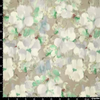 Viskose-Stretchsatin -French Flowers Peridot- floraler Aquarellprint in Peridotgrün