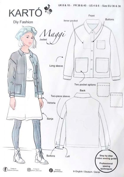 Schnittmuster Modell MAGGI für Shacket Jacke Papierschnittmuster Karto