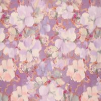 Viskose-Stretchsatin -French Flowers Lilac Rosé-...