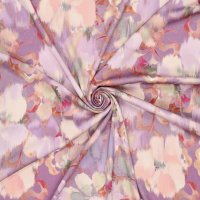 Viskose-Stretchsatin -French Flowers Lilac Rosé- Aquarellprint