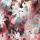 Viskose-Stretchsatin -Jardin Impression– malerischer Blumenprint in Mahagoni & Aqua