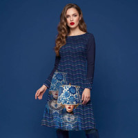 Jersey-Kleiderpanel „Blue Masquerade“- 2-Meter-Panel in Nachtblau
